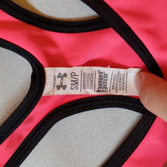 Under Armour Atletic Mid Sport Bra Neon Pink Size Small - Picture 2 of 6